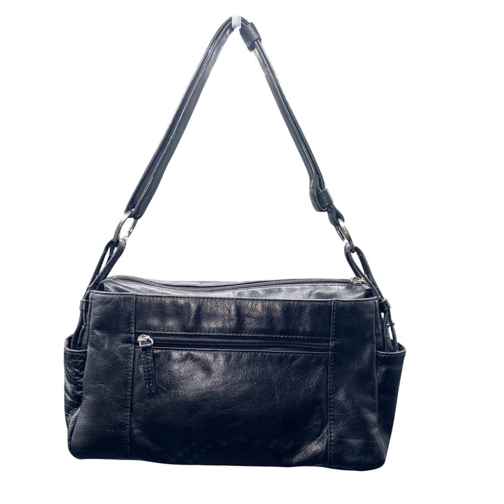 Madison Studio Black Leather Shoulder Bag Crossbody Organizer Purse